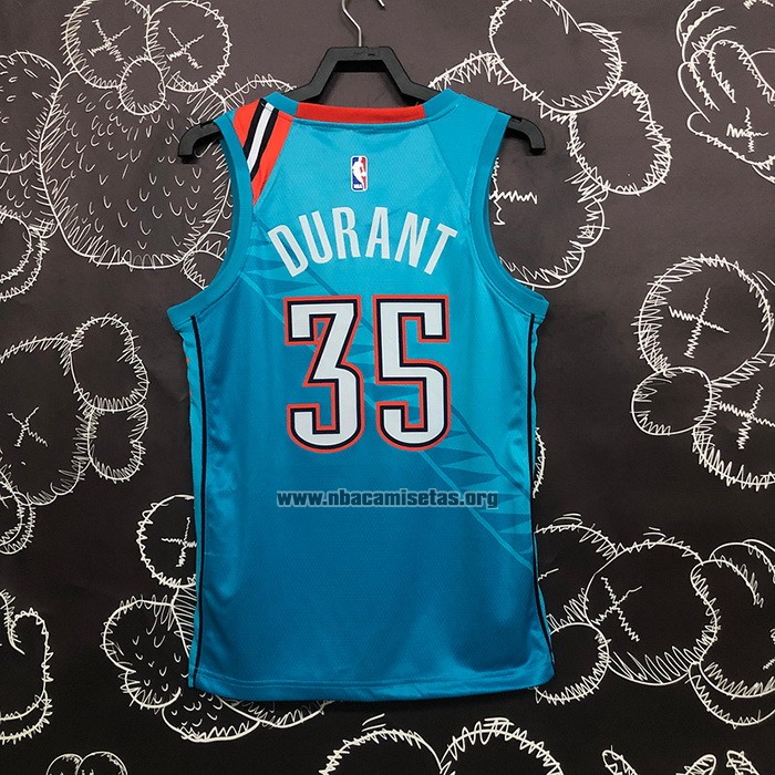 Camiseta Oklahoma City Thunder Kevin Durant NO 35 Ciudad 2018-19 Azul